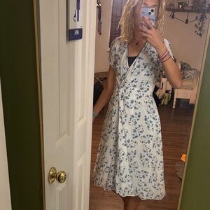 Chic Blue Floral Midi Dress